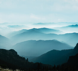 Misty mountains landscape