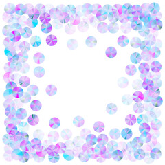 Purple tinsels confetti scatter vector background. Luxury twinkling tinsel elements holiday decor top view. Birthday confetti placer shimmering pattern.
