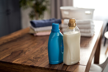 Close up of detergent for washing on the table