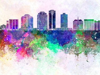 Long Beach V2 skyline in watercolor background