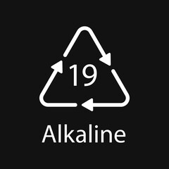 Battery recycling code Alkaline 19 . Vector illustration