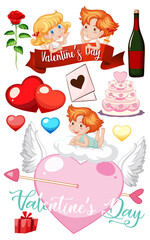 Valentine theme with cupid and hearts