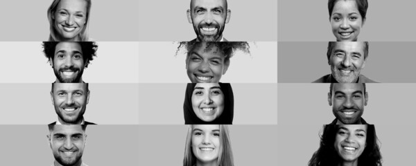 Group of beautiful people in front of a background