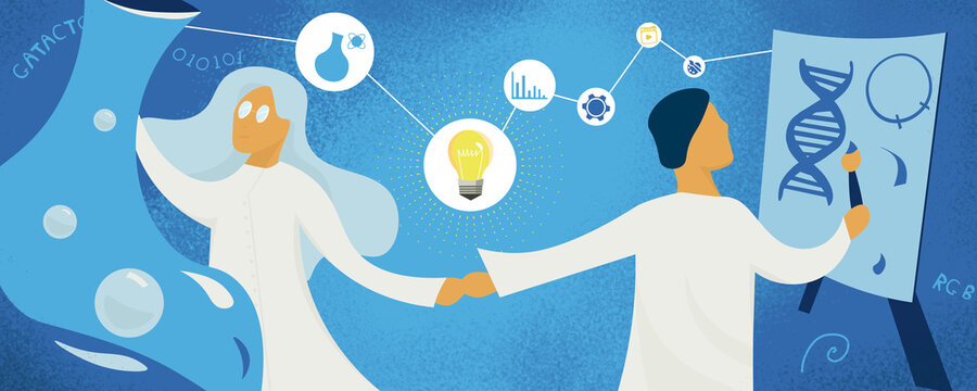 Art meets science, conceptual illustration