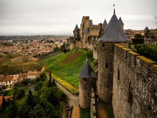 imagen des de la parte superior de la muralla del castillo de Carcassonne 
