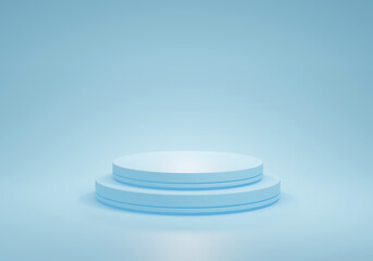 Modern blue podium background.  scene for demonstration of cosmetic products. Showcase, Display case. scene with display background platform. design for on stage podium. 3d render illustration