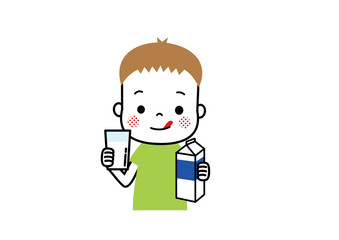 牛乳を飲もう　牛乳をおいしそうに飲んでいる男の子