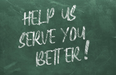 Obraz premium Text sign showing help us serve you better