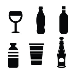 food drink black icon set