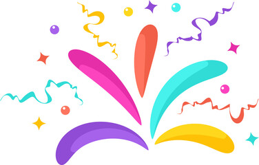 Colorful confetti. Bright holiday firework. Color 2D splash.