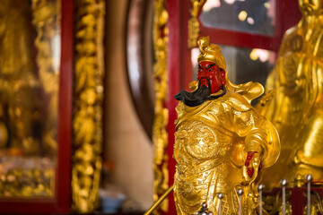 Bangkok, Thailand - March, 04, 2022 : Statue of the chinese god of wealth in Leng Noei Yi 2 or...