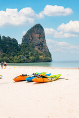 Travel, sea and rocky mountains in Thailand