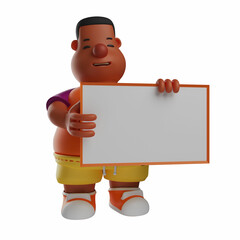 Funny Face Big Boy 3D Cartoon Character with whiteboard