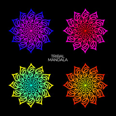 Tribal ornament design for books, tribal mandala, abstract floral ornament, flower Mandala design