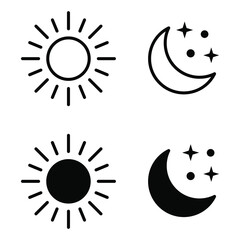 Sun moon icon illustration isolated vector sign symbol.