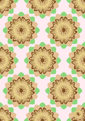 colored decorative cover. a4. seamless pattern. monochrome floral ornament on a pink background.