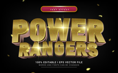 luxury gold power rangers 3d style text effect