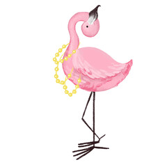 Flamingo on white isolated background. Vector illustration