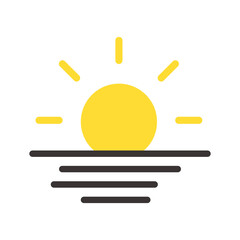 お天気アイコン　太陽　朝日　夕日　ベクターイラスト素材