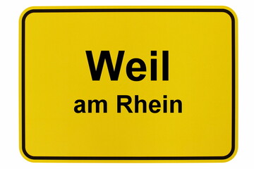 Illustration eines Ortsschildes der Stadt Weil am Rhein