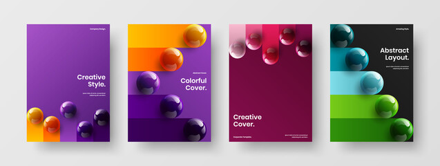 Premium 3D balls cover concept set. Modern presentation vector design illustration bundle.