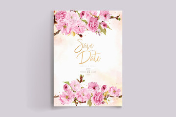 botanical floral and leaves wedding invitation card design