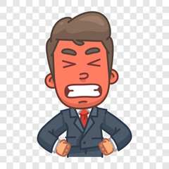Businessman angry and blushing. Funny character. Vector character