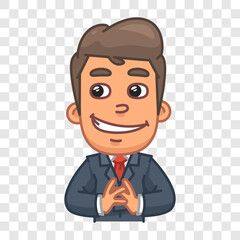 Businessman came up with cunning plan. Funny character. Vector character