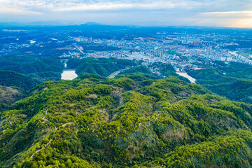 Aerial scenery of Hengfeng Cen Mountain - obrazy, fototapety, plakaty