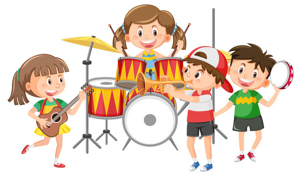 Group of children music band