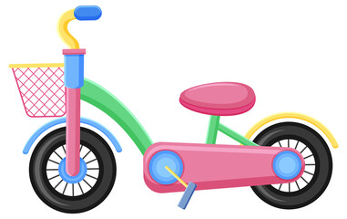 Cute children bicycle toy on white background