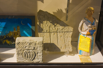 Showcase of souvenir store in San Marino