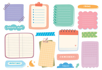 Cute hand drawn planner, journal, notepad, paper vector illustration - 499993501