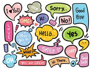 Hand drawn cute speech bubble doodle vector illustration