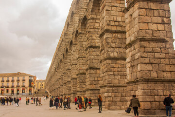 Acueducto de Segovia, en Castilla y Leon, Espa&ntilde;a.