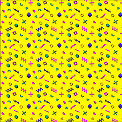 Shape seamless pattern in Memphis style