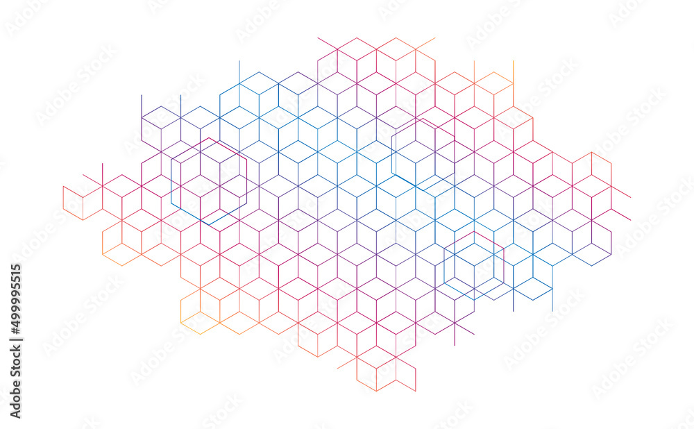Leinwandbilder Geometric abstract background with hexagons. Structure molecule and communication. Science, technology and medical concept. Vector illustration