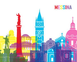 Messina skyline pop - obrazy, fototapety, plakaty