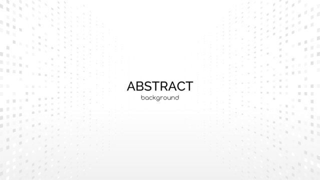 White abstract minimal background. Vector perspective halftone dotted technology backdrop with copy space for text