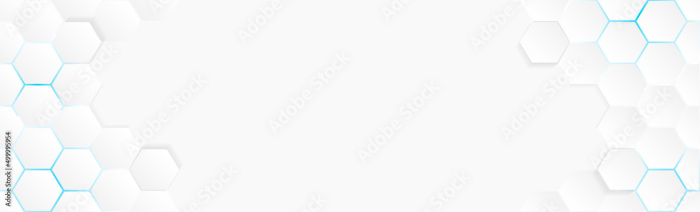 Poster abstract paper hexagon white background ,light and shadow ,vector