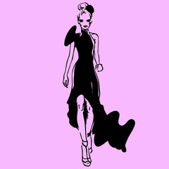 Obraz na płótnie Canvas girl silhouette with pink background