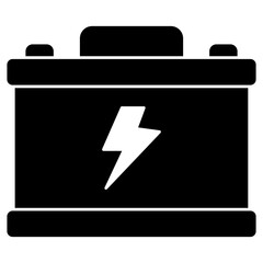 Car battery icon in solid design