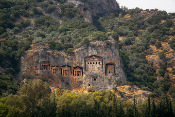Fototapeta na wymiar Ancient Lycian Rock Tombs of Dalyan, Mugla, Turkey
