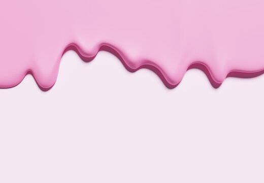  3D of flowing pink liquid texture on pink background