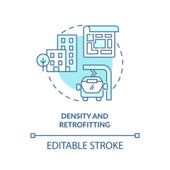 Density and retrofitting turquoise concept icon. Green urbanism principle abstract idea thin line illustration. Isolated outline drawing. Editable stroke. Arial, Myriad Pro-Bold fonts used - obrazy, fototapety, plakaty