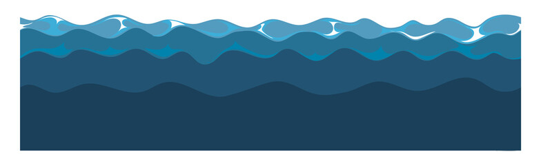 Cartoon ocean waves background. Seamless sea surface