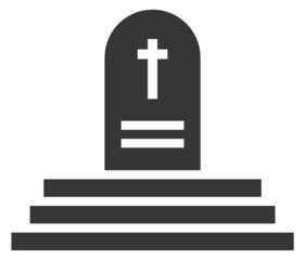 Fototapeta premium Grave monument with cross symbol. Cemetery black icon