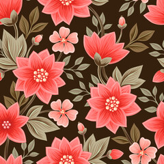 Floral decorative pattern. Seamless illustration for design of fabric, wallpaper and other.