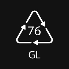 Crystal Glass recycling code 76 GL. Vector illustration