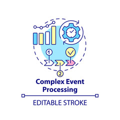 Complex event processing concept icon. Business intelligence technology abstract idea thin line illustration. Isolated outline drawing. Editable stroke. Arial, Myriad Pro-Bold fonts used